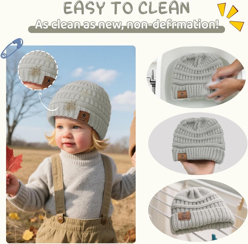 Durio Unisex Baby Beanie - Soft & Warm Knit Toddler Winter Hat, Stretchy Cap Fit for Infant to Toddler Girl Boy (6-36 Months) - Image 5